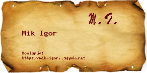 Mik Igor névjegykártya